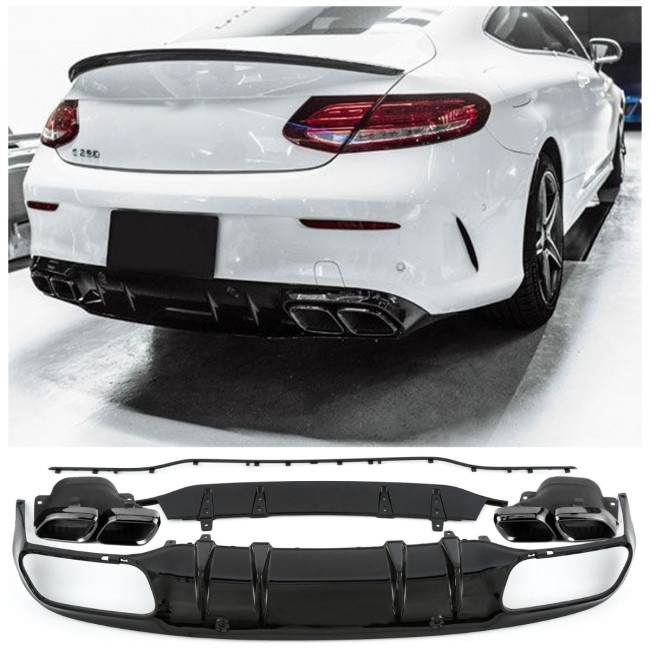 REAR DIFFUSER + EXHAUST TRIM (BLACK) FOR MERCEDES A205 C205