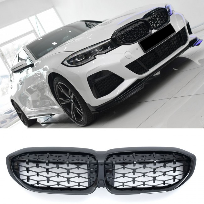 SUITABLE FOR BMW 3 SERIES G20 G21 pre-LCI RADIATOR GRILL GRILL GLOSS BLACK DIAMOND