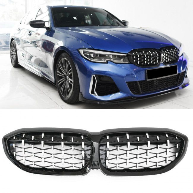 SUITABLE FOR BMW 3 SERIES G20 G21 pre-LCI RADIATOR GRILL GRILL DIAMOND CHROME BLACK
