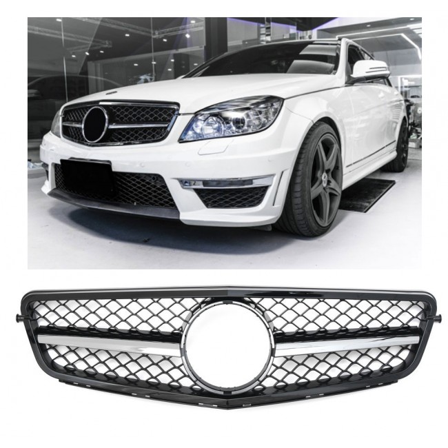 Grille Sport fits for Mercedes W204 S204 Black Chrome