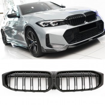 SUITABLE FOR BMW 3 SERIES G20 G21 LCI GRILLE DOUBLE BAR GLOSSY BLACK
