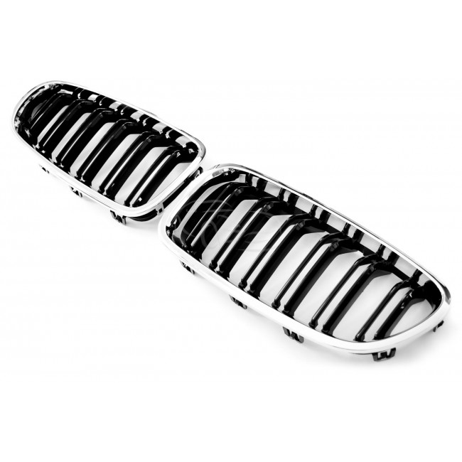 FITS FOR BMW F10 F11 F18 SPORT GRILLE CHROME BLACK 