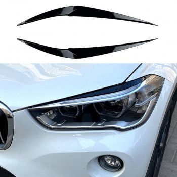 Headlight Covers Evil Eye Black Gloss for BMW X1 F48 2015-2019 (pre-LCI)