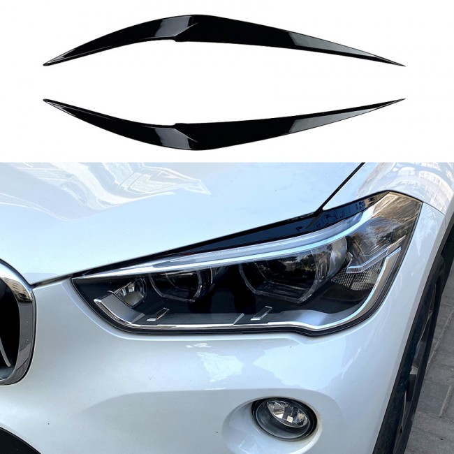 Headlight Covers Evil Eye Black Gloss for BMW X1 F48 2015-2019 (pre-LCI)