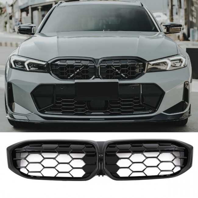 SUITABLE FOR BMW 3 SERIES G20 G21 LCI GRILLE DOUBLE BAR GLOSSY BLACK