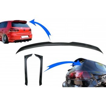 Stogo spoileris Pridėkite ant sparno su bagažinės galiniu lango pelekų spoileriu, tinkančiu „VW Golf 6 GTI / R MK6“ hečbekui (2008–2012 m.) Pianino juoda spalva