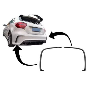 Rear Bumper Flaps Flics Side Fins suitable for Mercedes A-Class W176 (2012-2018) Piano Black
