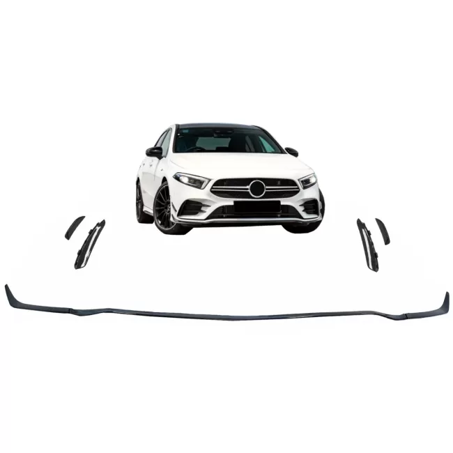 Front Bumper Lip Extension suitable for Mercedes A-Class W177 V177 Sport-Line / A35 (04.2018-2022) Black