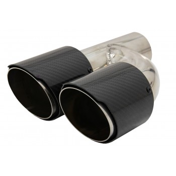 Carbon Fiber Exhaust Muffler Tips Polished Look Inlet 6.3cm