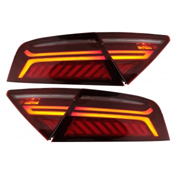 LED Light Bar Taillights suitable for Audi A7 4G (2010-2014) Facelift Design Cherry Red Smoke
