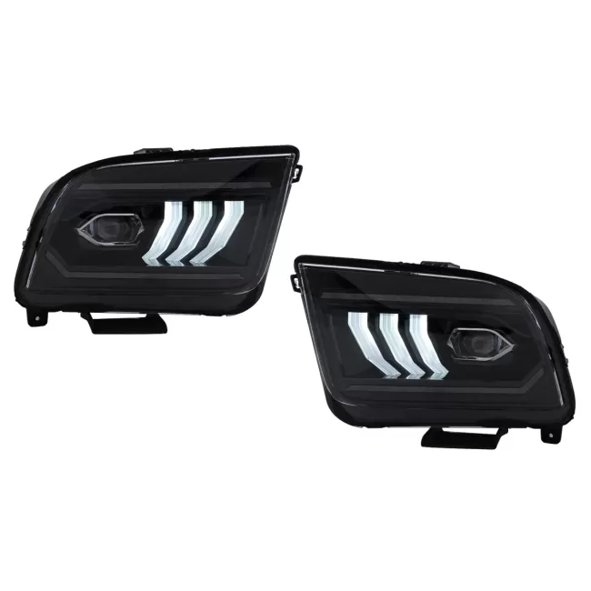 LED Headlights suitable for Ford Mustang V Pre-Facelift (2005-2009) Black Dynamic Sequential Turning Lights