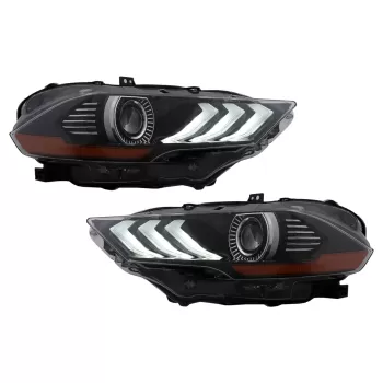LED Headlights suitable for Ford Mustang VI Facelift (2018-2022) Black Dynamic Turning Lights RGB DRL