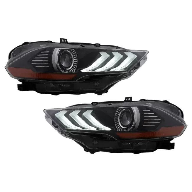 LED Headlights suitable for Ford Mustang VI Facelift (2018-2022) Black Dynamic Turning Lights RGB DRL