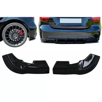 Rear Bumper Side Splitters Fins suitable for Mercedes A-Class W176 Sport Line A45 Hatchback (2012-2018) Piano Black