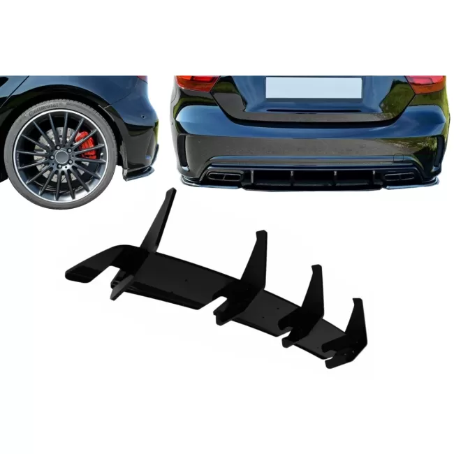 Rear Bumper Extension Splitter for Diffuser suitable for Mercedes A-Class W176 A45 Hatchback (2015-2018)