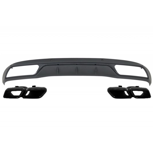 Rear Bumper Diffuser with Muffler Tips suitable for Mercedes C-Class W205 S205 (2014-2018) C63 Look Shadow Black only for Standard Bumper