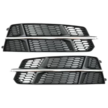 Bumper Lower Grille Covers Side Grilles suitable for Audi A6 C7 4G S-Line Facelift (2015-2018) Black Chrome
