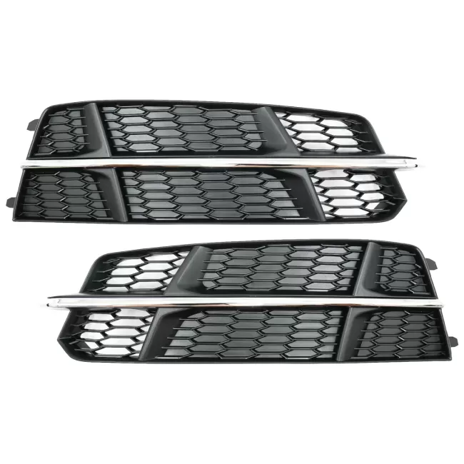 Bumper Lower Grille Covers Side Grilles suitable for Audi A6 C7 4G S-Line Facelift (2015-2018) Black Chrome