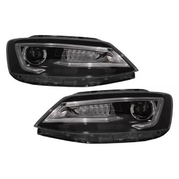 Headlights LED DRL suitable for VW Jetta Mk6 VI (2011-2017) Bi-Xenon Design Dynamic Flowing Signals Demon Look