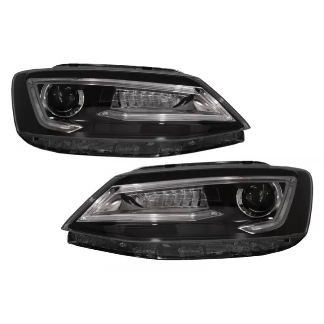 Headlights LED DRL suitable for VW Jetta Mk6 VI (2011-2017) Bi-Xenon Design Dynamic Flowing Signals Demon Look