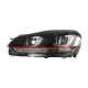 RHD Headlights suitable for VW Golf 6 VI (2008-2013) Golf 7 3D LED DRL U-Design LED Flowing Turning Light Red Stripe