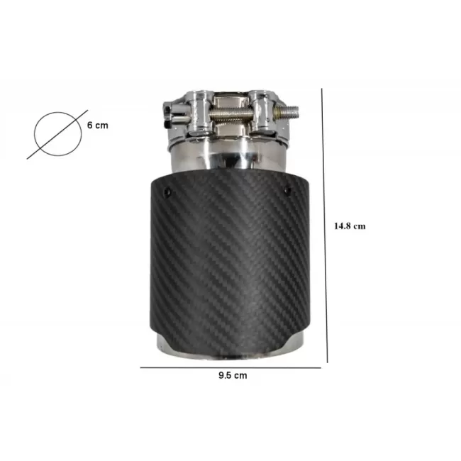 Universal Exhaust Muffler Tip Carbon Fiber Matte Finish Inlet 6cm/2.36inch
