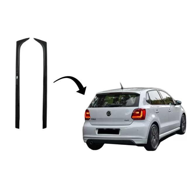 Trunk Rear Window Fin Spoiler suitable for VW Polo 6R MK5 (2009-2018) GTI Design Piano Black