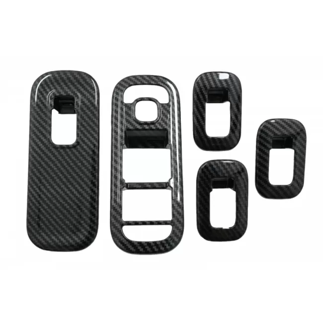 Inner Car Window Glass Switch Button Cover with Door Cover Handle Bowl and Console Dashboard and Car Headlight Frame suitable for Mercedes A W177 V177 (2018+) Carbon Film
