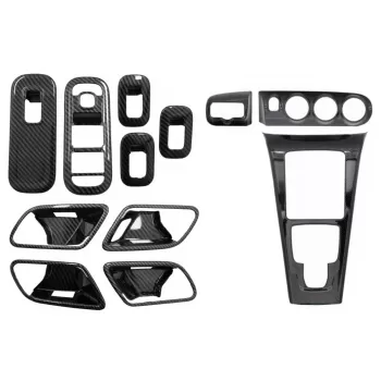 Inner Car Window Glass Switch Button Cover with Door Cover Handle Bowl and Console Dashboard and Car Headlight Frame suitable for Mercedes A W177 V177 (2018+) Carbon Film