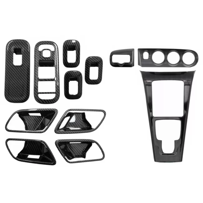 Inner Car Window Glass Switch Button Cover with Door Cover Handle Bowl and Console Dashboard and Car Headlight Frame suitable for Mercedes A W177 V177 (2018+) Carbon Film
