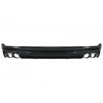 Rear Bumper Spoiler Valance Diffuser Double Outlet suitable for Audi Q5 SUV FY S-Line (2018-2020) with Silver Exhaust Muffler Tips