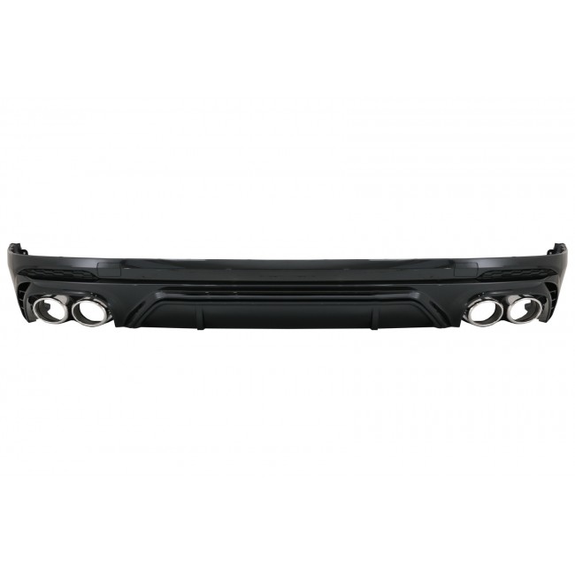 Rear Bumper Spoiler Valance Diffuser Double Outlet suitable for Audi Q5 SUV FY S-Line (2018-2020) with Silver Exhaust Muffler Tips