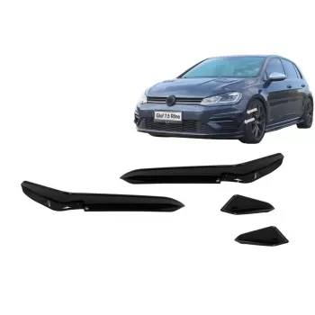 Front Bumper Side Fins Flaps suitable for VW Golf 7.5 5G R Hatchback (2017-2020) Piano Black