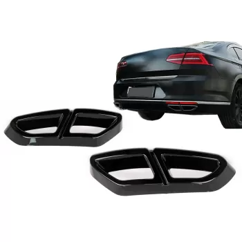 Muffler Tips Decorative Frames suitable for VW Passat B8 3G GTE / Alltrack (2015-2019) Piano Black