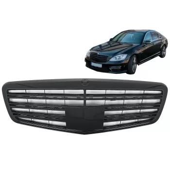 Front Grille suitable for Mercedes S-Class W221 Facelift (2010-2013) S63 S65 Design Piano Black
