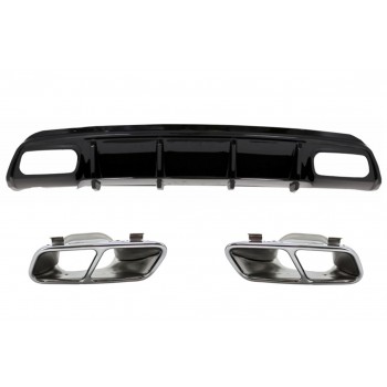 Rear Diffuser Black Edition with Muffler Tips suitable for Mercedes A-Class W176 (2012-2018) A45 Facelift Design
