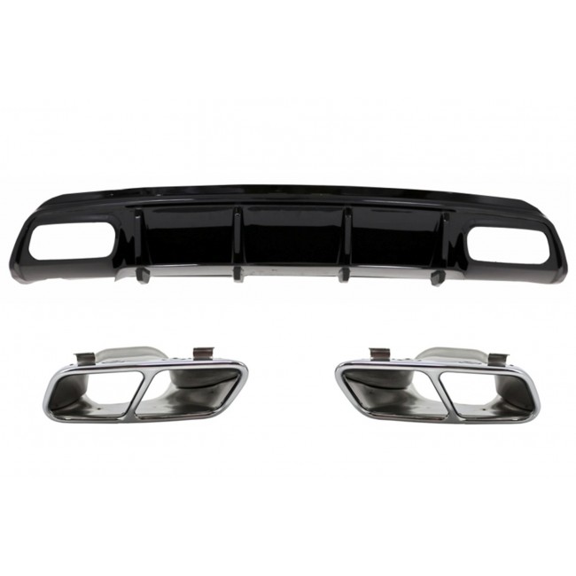 Rear Diffuser Black Edition with Muffler Tips suitable for Mercedes A-Class W176 (2012-2018) A45 Facelift Design