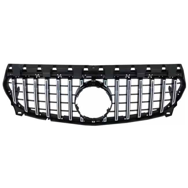 Front Central Grille suitable for Mercedes CLA C117 X117 W117 Facelift (2016-2018) CLA45 GT-R Panamericana Design Black Chrome