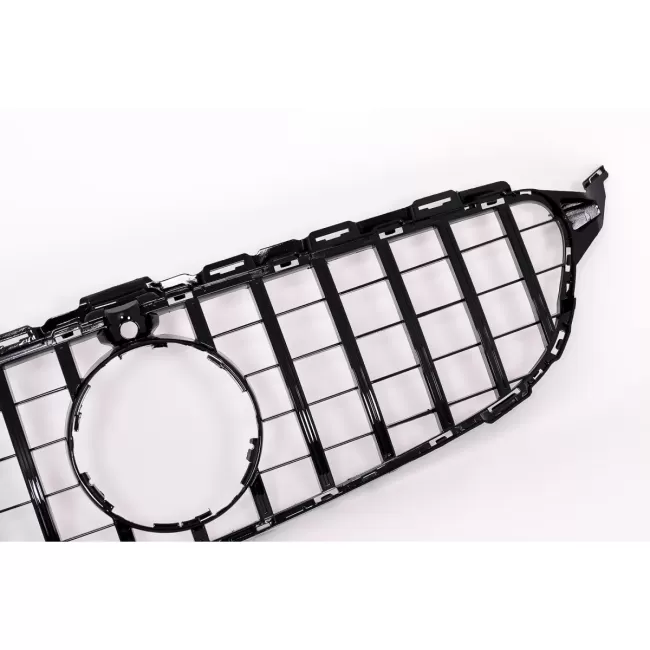 Central Grille suitable for Mercedes C-Class W205 S205 C205 (2014-2018) GT-R Panamericana Design Black With 360 Camera