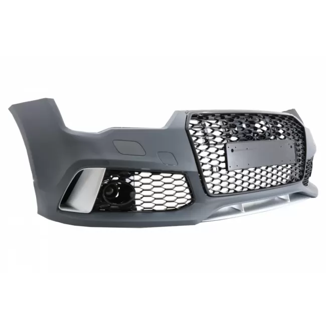 Front Bumper with Rear Diffuser Black and Exhaust Tips suitable for Audi A7 4G Facelift (2015-2018) RS7 Design Only S-Line