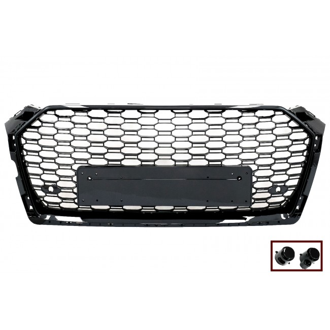 Badgeless Front Grille suitable for Audi A5 F5 (2017-2019) RS Design Piano Black