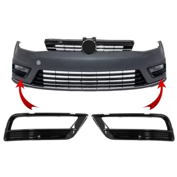 Side Grilles Front Bumper suitable for VW Golf VII 7 (2013-2017) R-Line Design Piano Black