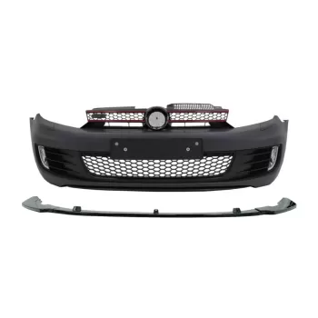 Front Bumper with Lip Extension Spoiler Piano Black suitable for VW Golf VI Golf 6 (2008-2013) GTI Look