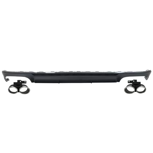 Rear Bumper Valance Diffuser with Exhaust Tips suitable for Audi A6 C8 4K Avant Sedan (2018-up) S6 Design Matte Black