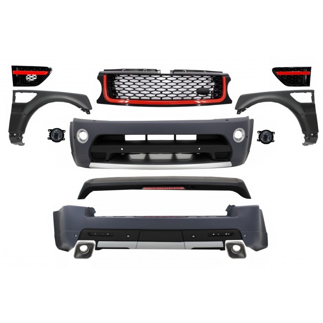 Body Kit suitable for Land Range Rover Sport L320 Facelift (2009-2013) Autobiography Design Black Red Grille Edition