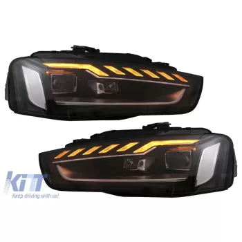 Full LED Headlights suitable for Audi A4 B8.5 Facelift (2012-2015) Dynamic Sequential Turning Light Black A4 B9.5 Design