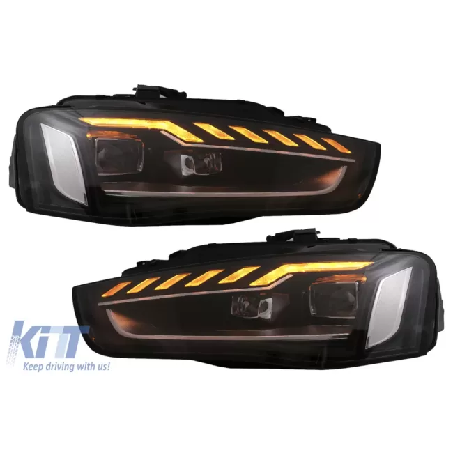 Full LED Headlights suitable for Audi A4 B8.5 Facelift (2012-2015) Dynamic Sequential Turning Light Black A4 B9.5 Design
