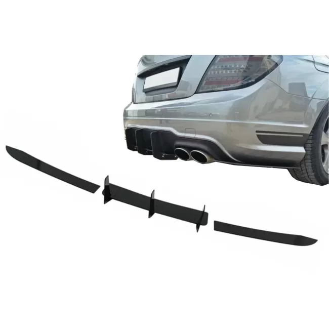 Rear Bumper Extension Diffuser suitable for Mercedes C-Class W204 C204 Limousine Coupe (2012-2014) Piano Black