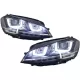 Headlights 3D LED DRL suitable for VW Golf 7 VII (2012-2017) Silver R-Line LED Flowing Dynamic Sequential Turning Lights