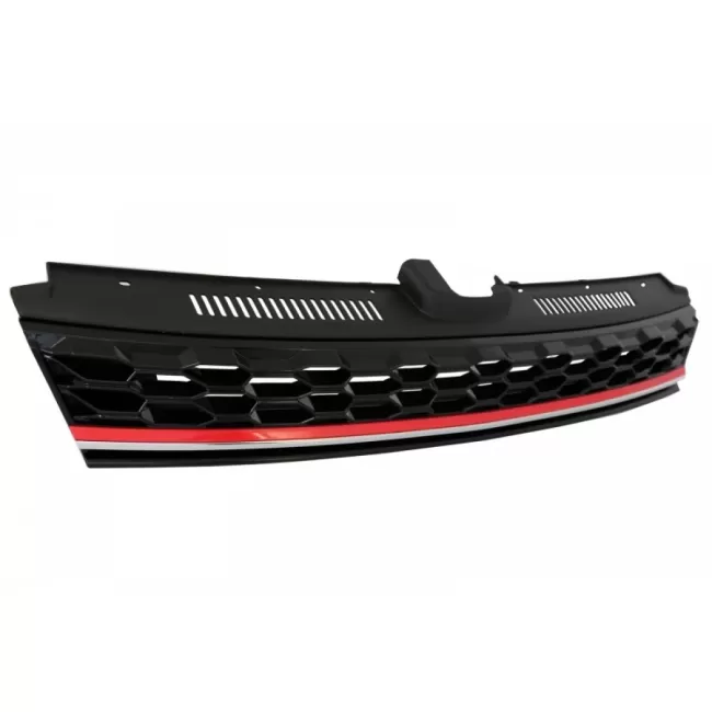 Central Badgeless Grille with LED Headlights Sequential Dynamic Turning Lights suitable for VW Golf 7.5 VII Facelift (2017-up) GTI Design Red And Chrome